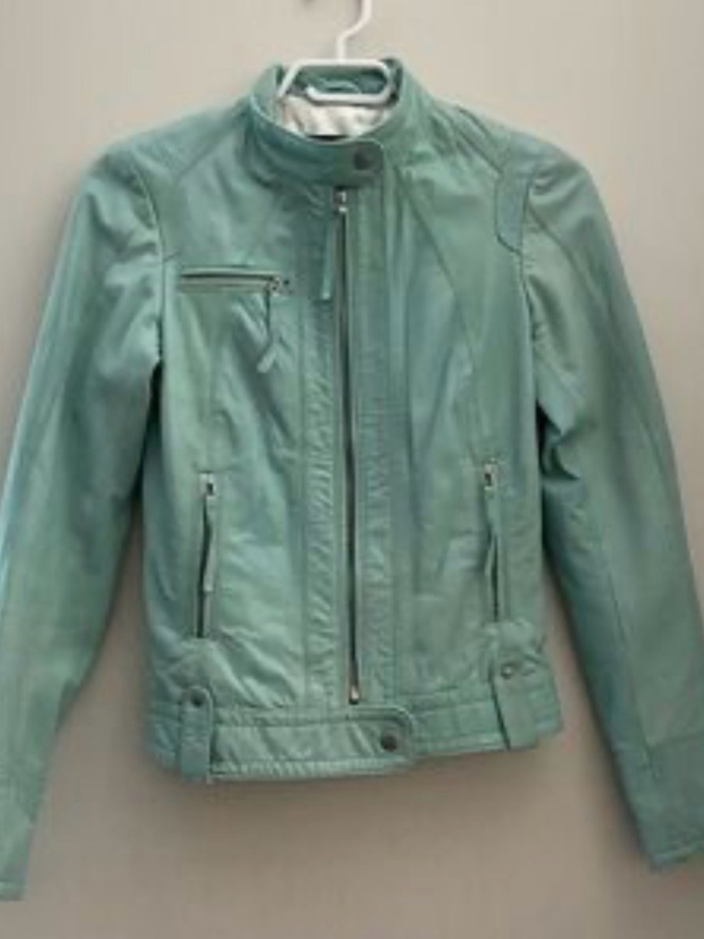 Women’s sea-foam green  Danier Leather Jacket